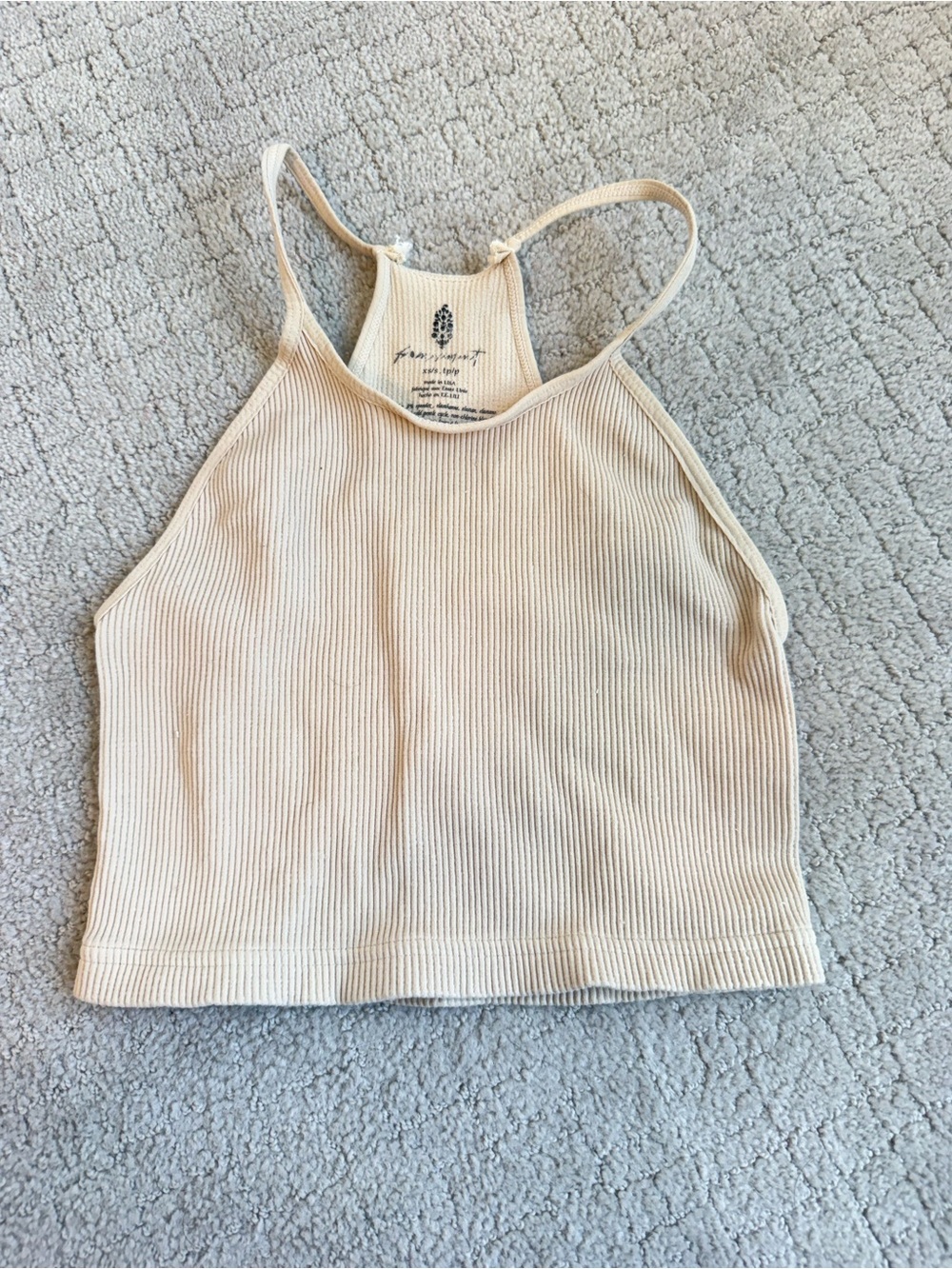 FP Movement by Free People Ribbed High Neck Crop Tank - Cream